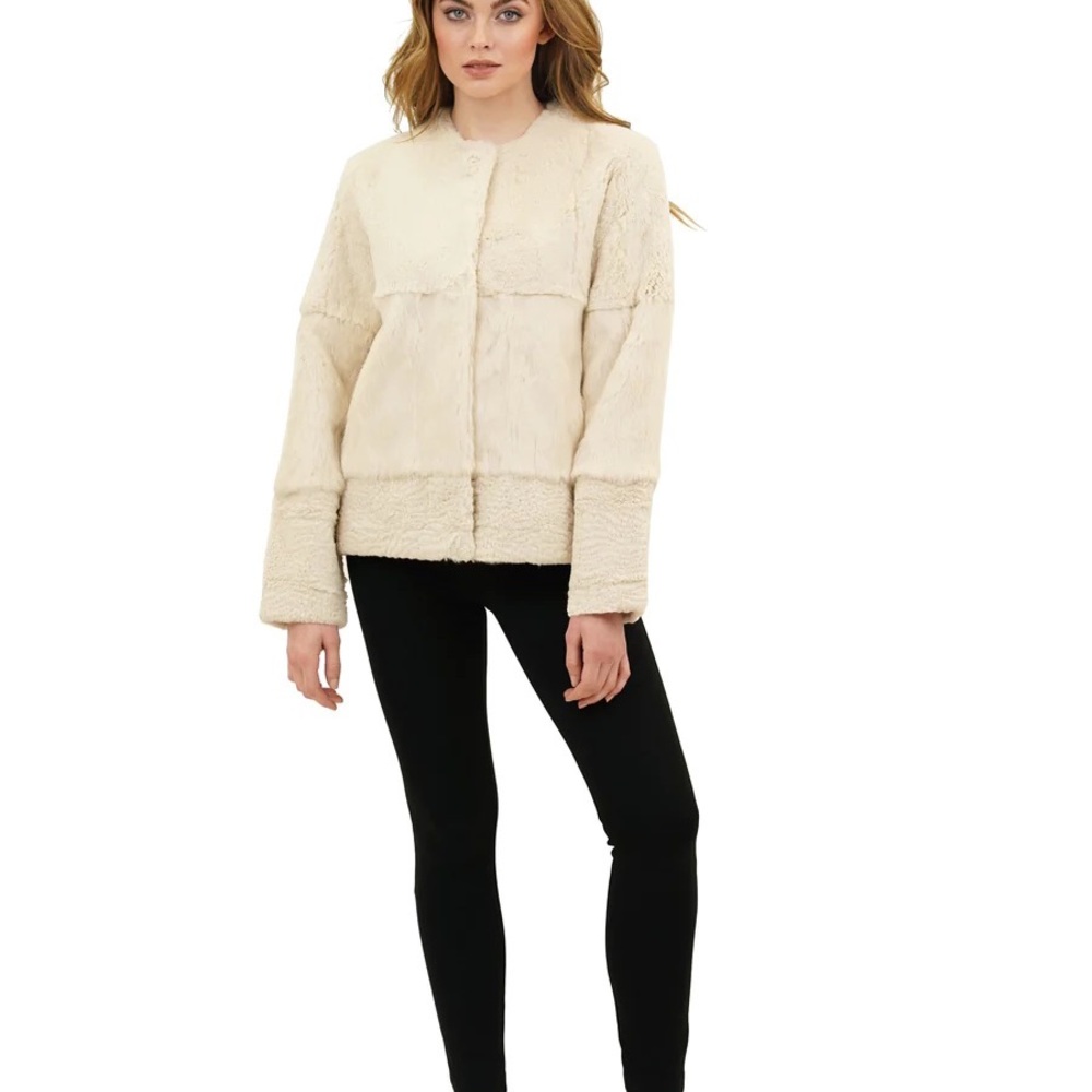 JAXON PATCH GENUINE REAL RABBIT FUR JACKET COAT
